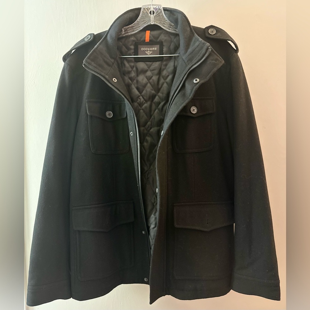 DOCKERS New Men's Black Mid Weight Wool Jacket